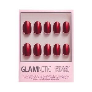 Glamnetic Cherry Glaze Short Round Press On Nails - Shiny Red